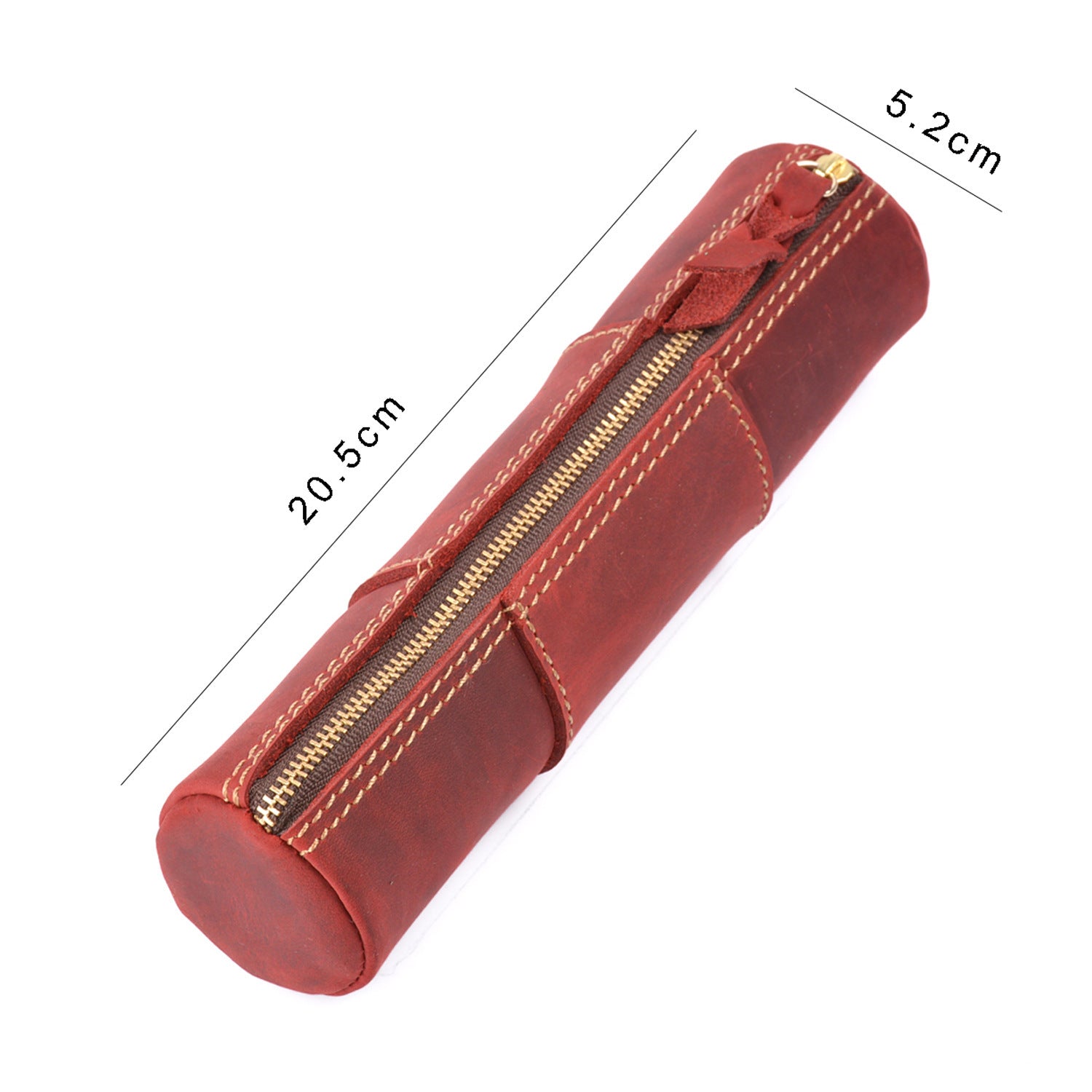 Handmade Vintage Crazy Horse Leather Pencil Case Red