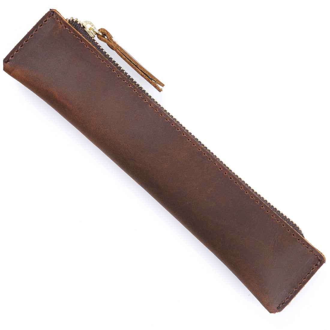 Mini Genuine Leather Fountain Pen Case Sleeve Brown