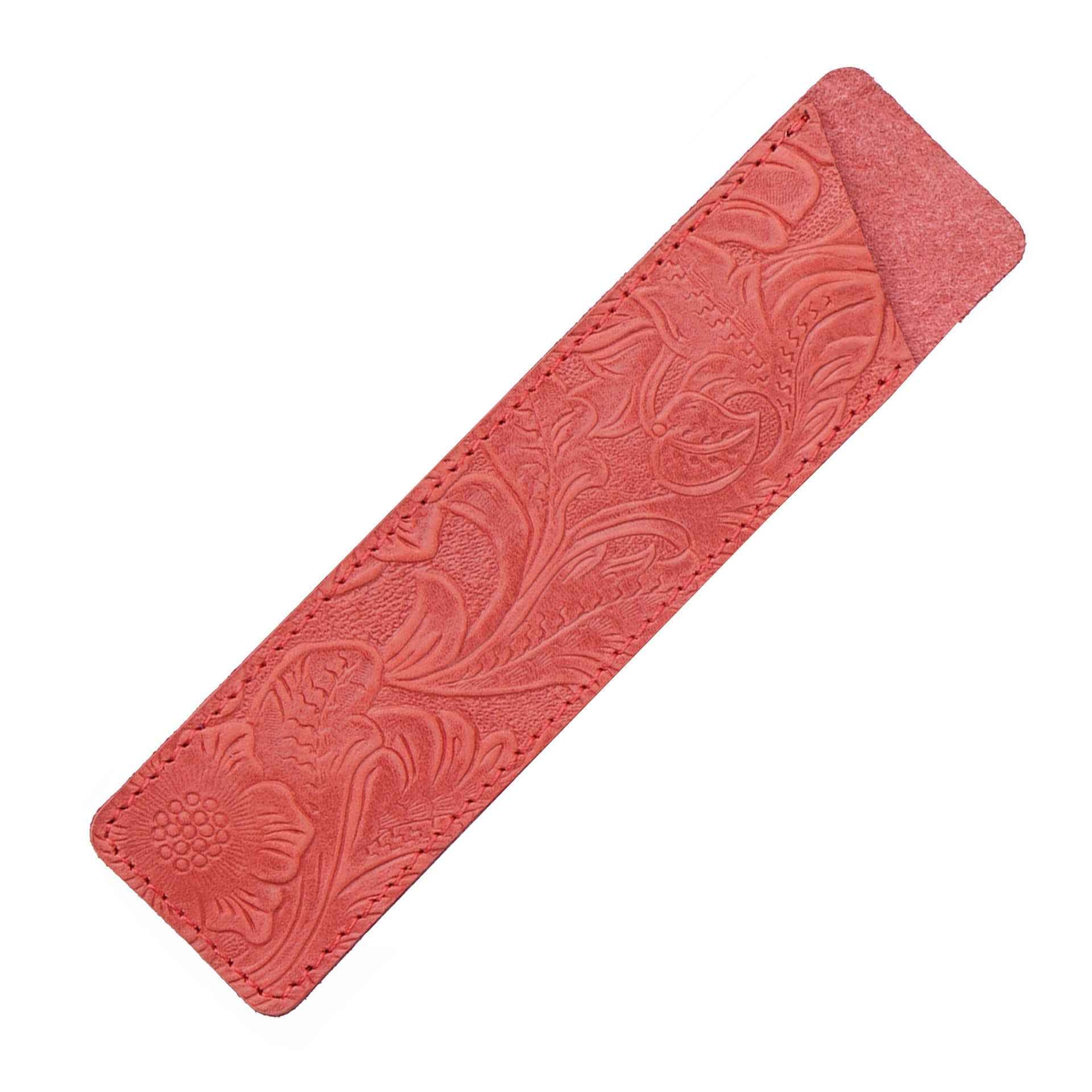 Handmade Leather Fountain Pen Sleeve Protector,2 Pack Flower Red
