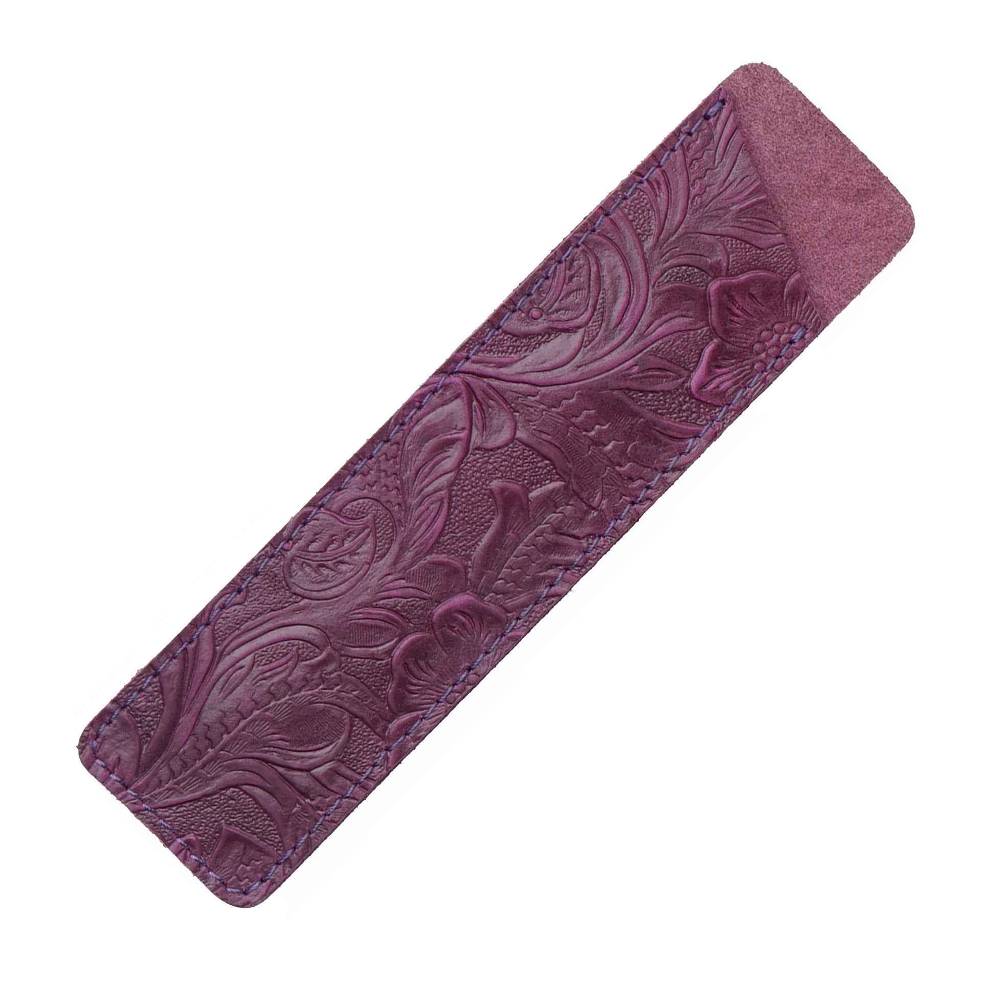 Handmade Leather Fountain Pen Sleeve Protector,2 Pack Flower Purple