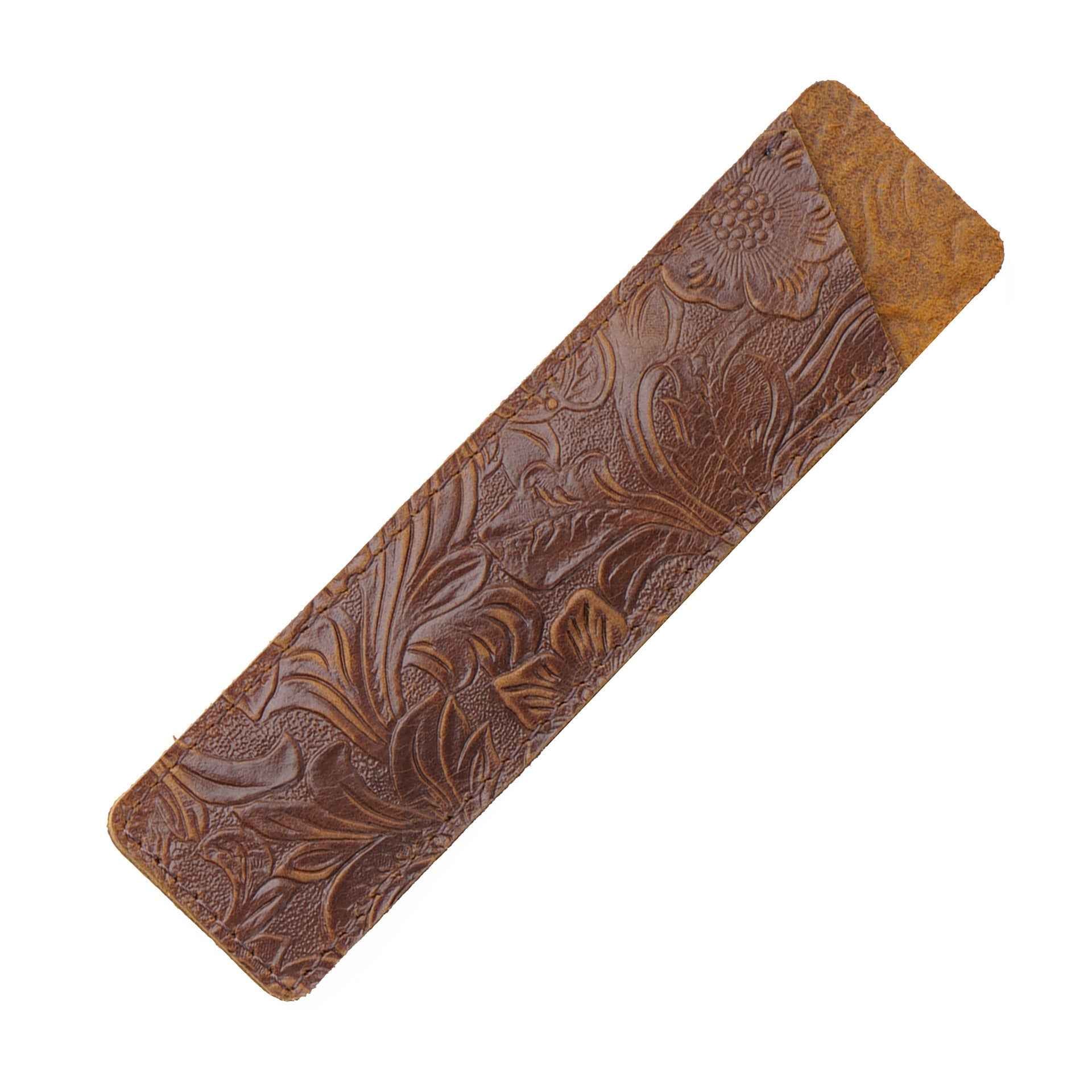 Handmade Leather Fountain Pen Sleeve Protector,2 Pack Flower Coffee