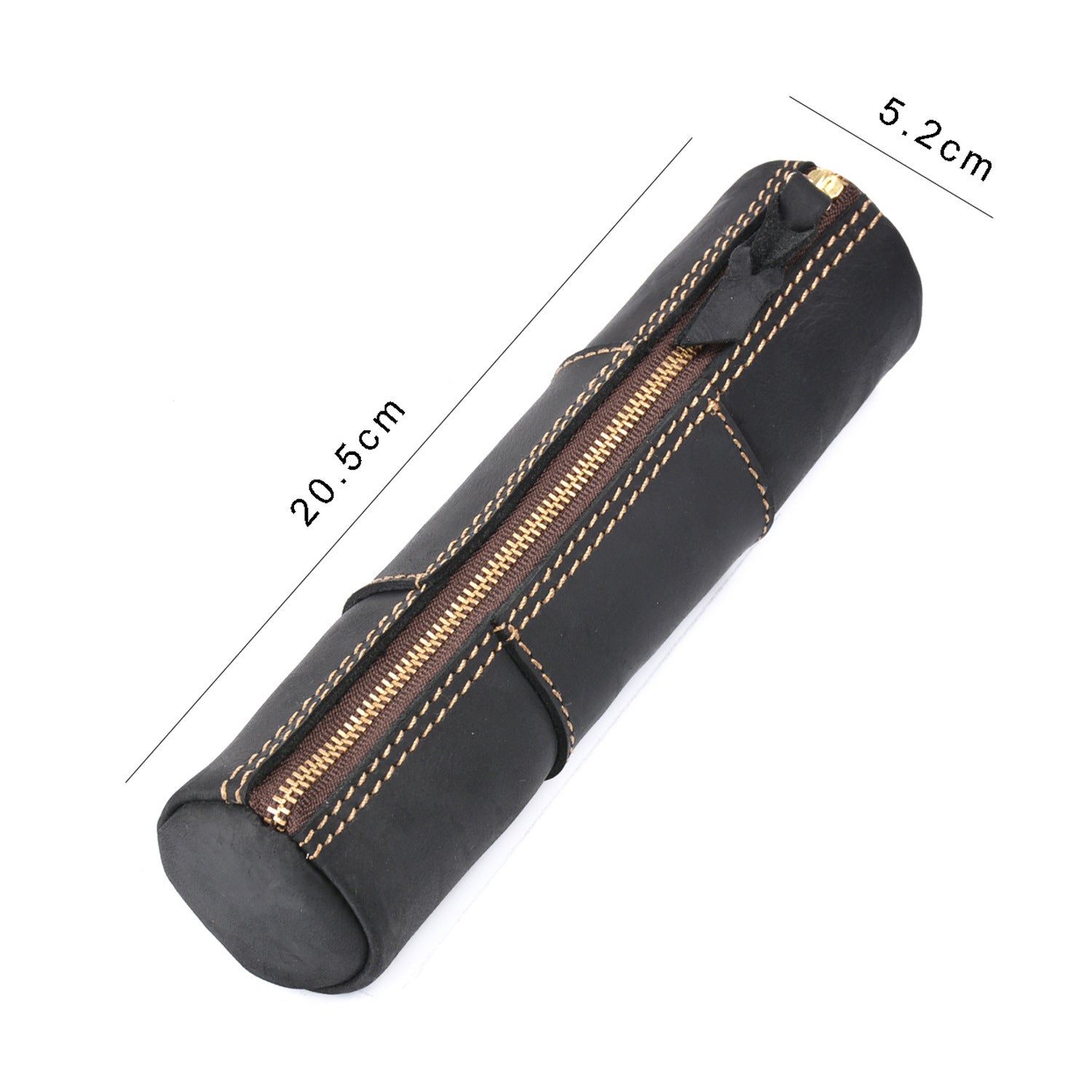 Handmade Vintage Crazy Horse Leather Pencil Case Black