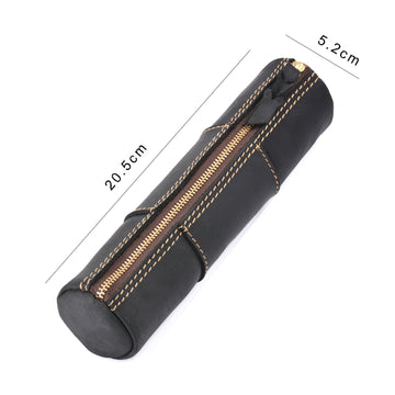 Handmade Vintage Crazy Horse Leather Pencil Case Black