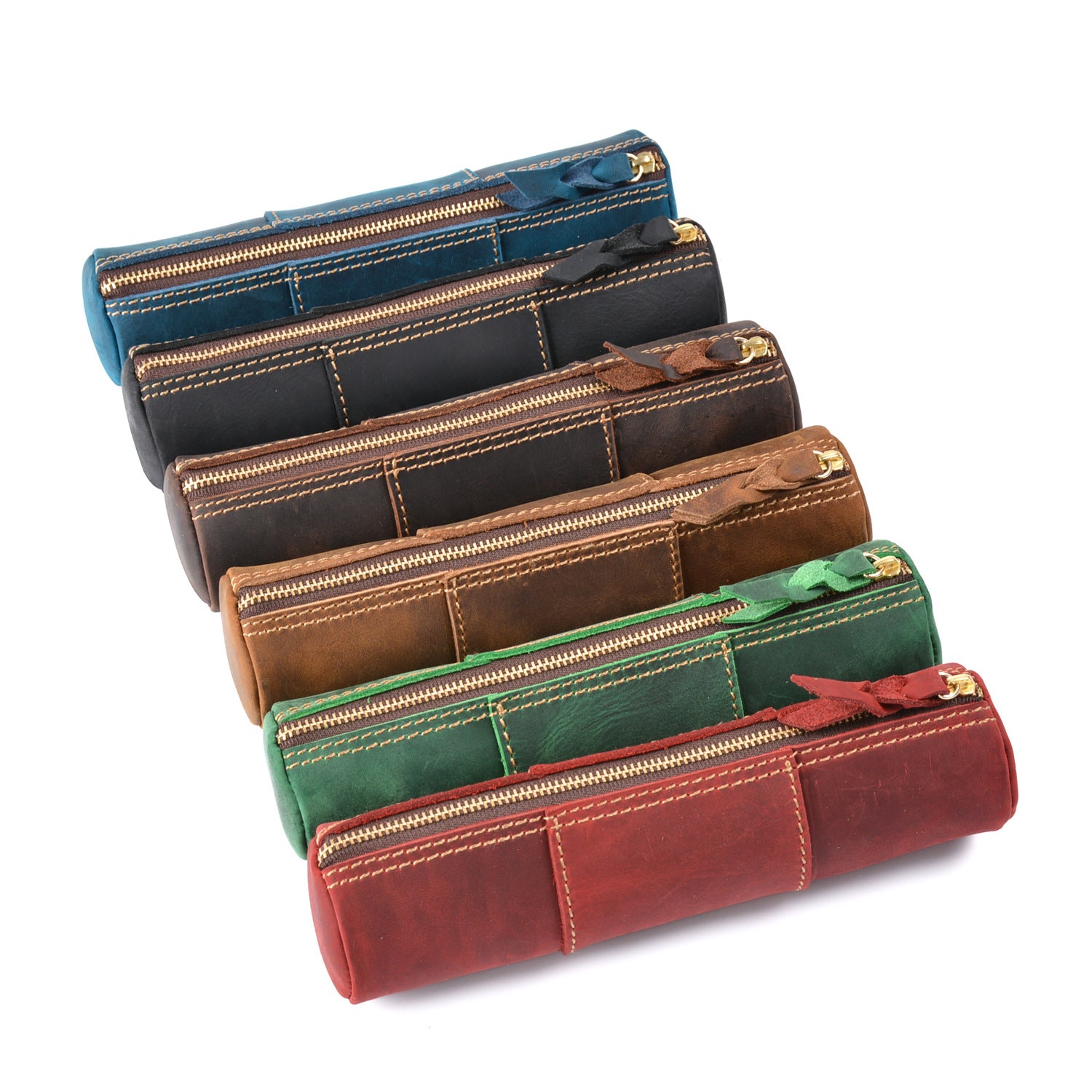 Handmade Vintage Crazy Horse Leather Pencil Case
