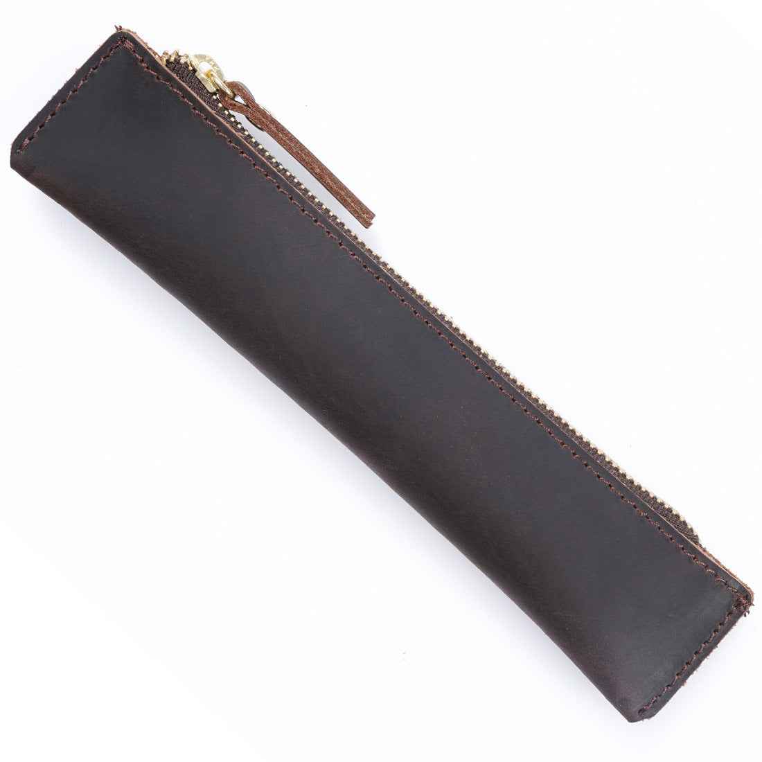 Mini Genuine Leather Fountain Pen Case Sleeve Coffee