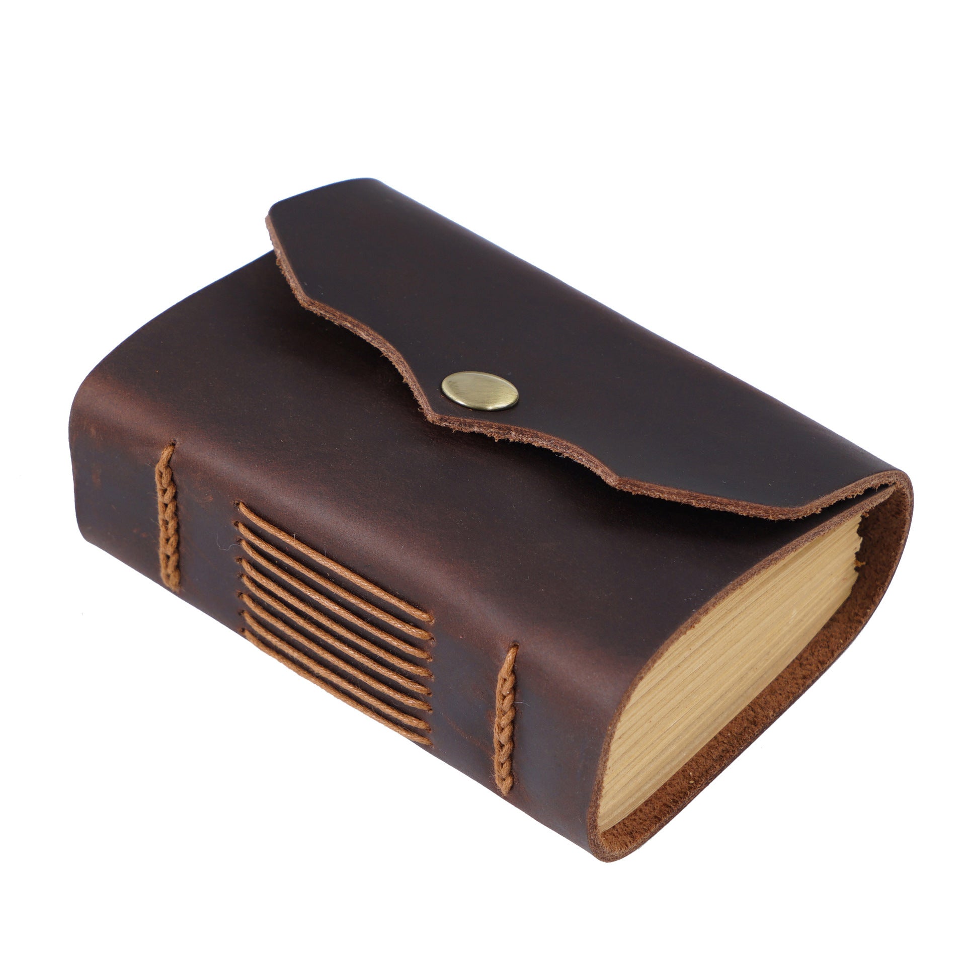 Vintage Full Grain Leather Pocket Journal 320-Page Mini Notebook Coffee