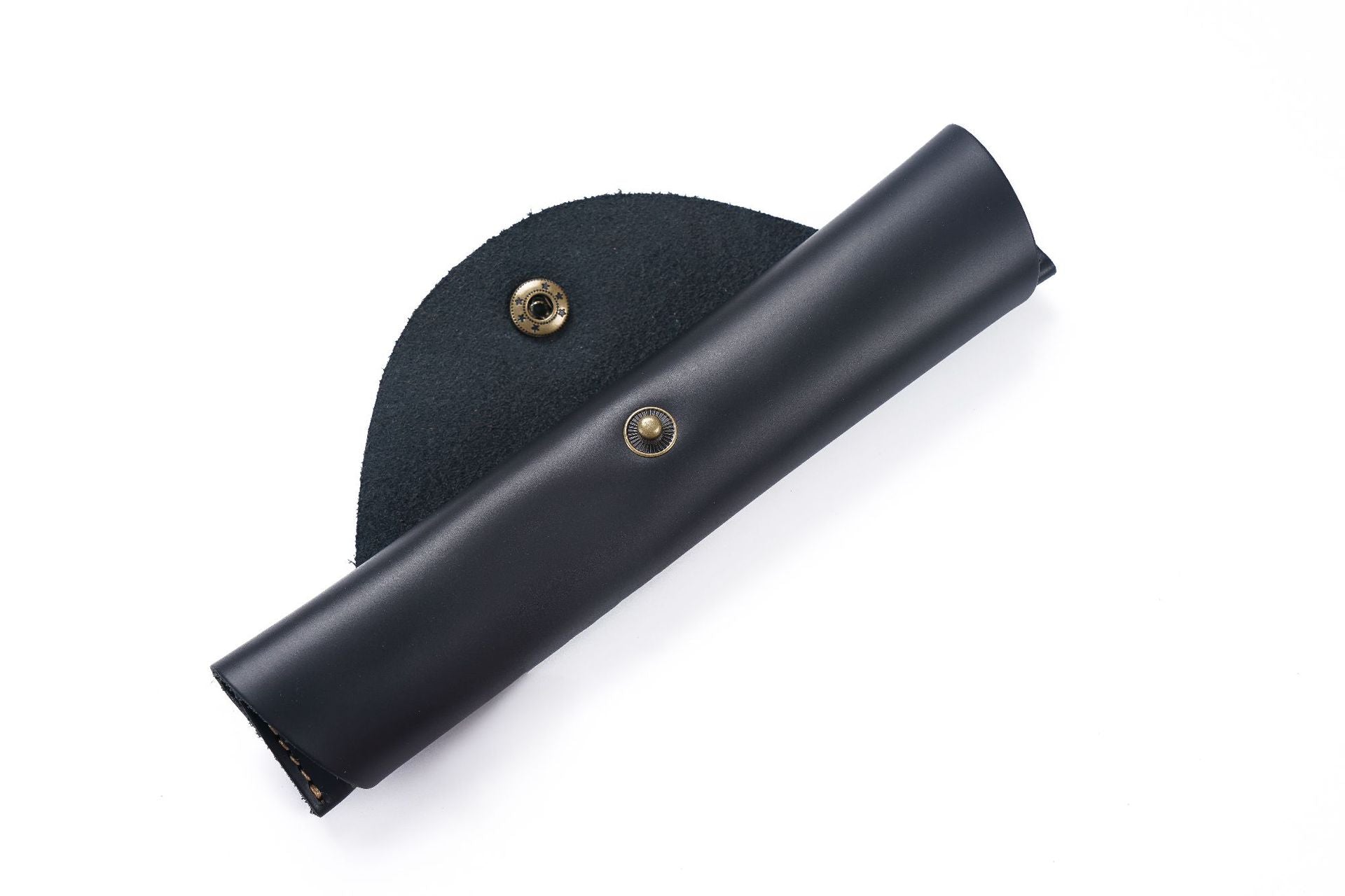 Handmade Genuine Leather Fountain Pen Sleeve – Snap Button Roll Pouch