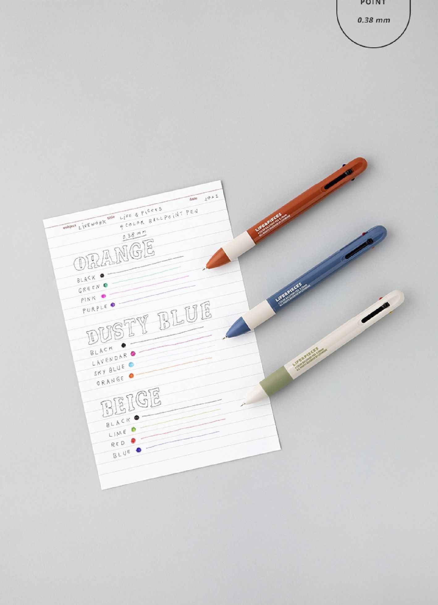 Livework Retro Life&Pieces 4 Color Ball Point Pen 0.38mm