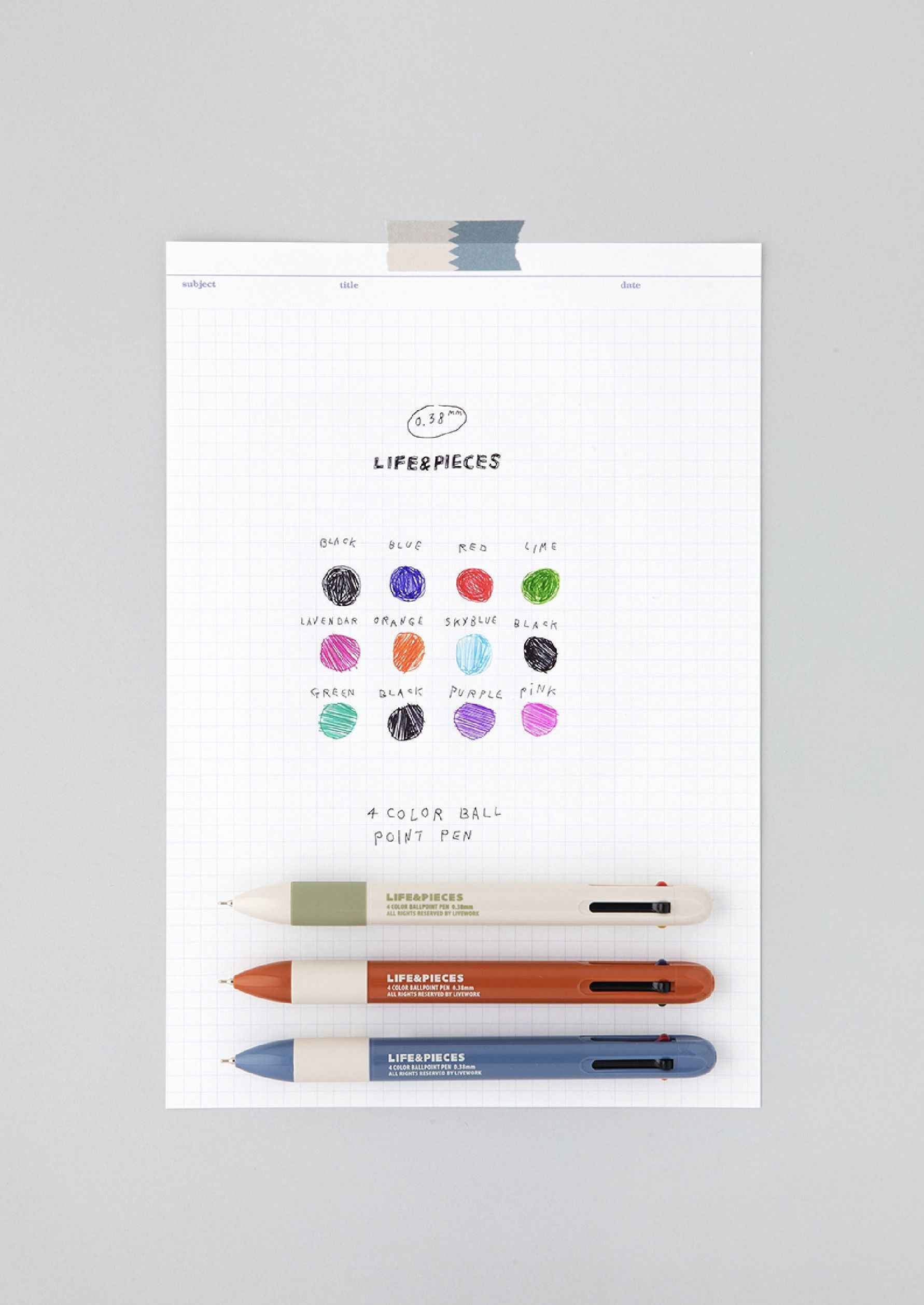 Livework Retro Life&Pieces 4 Color Ball Point Pen 0.38mm