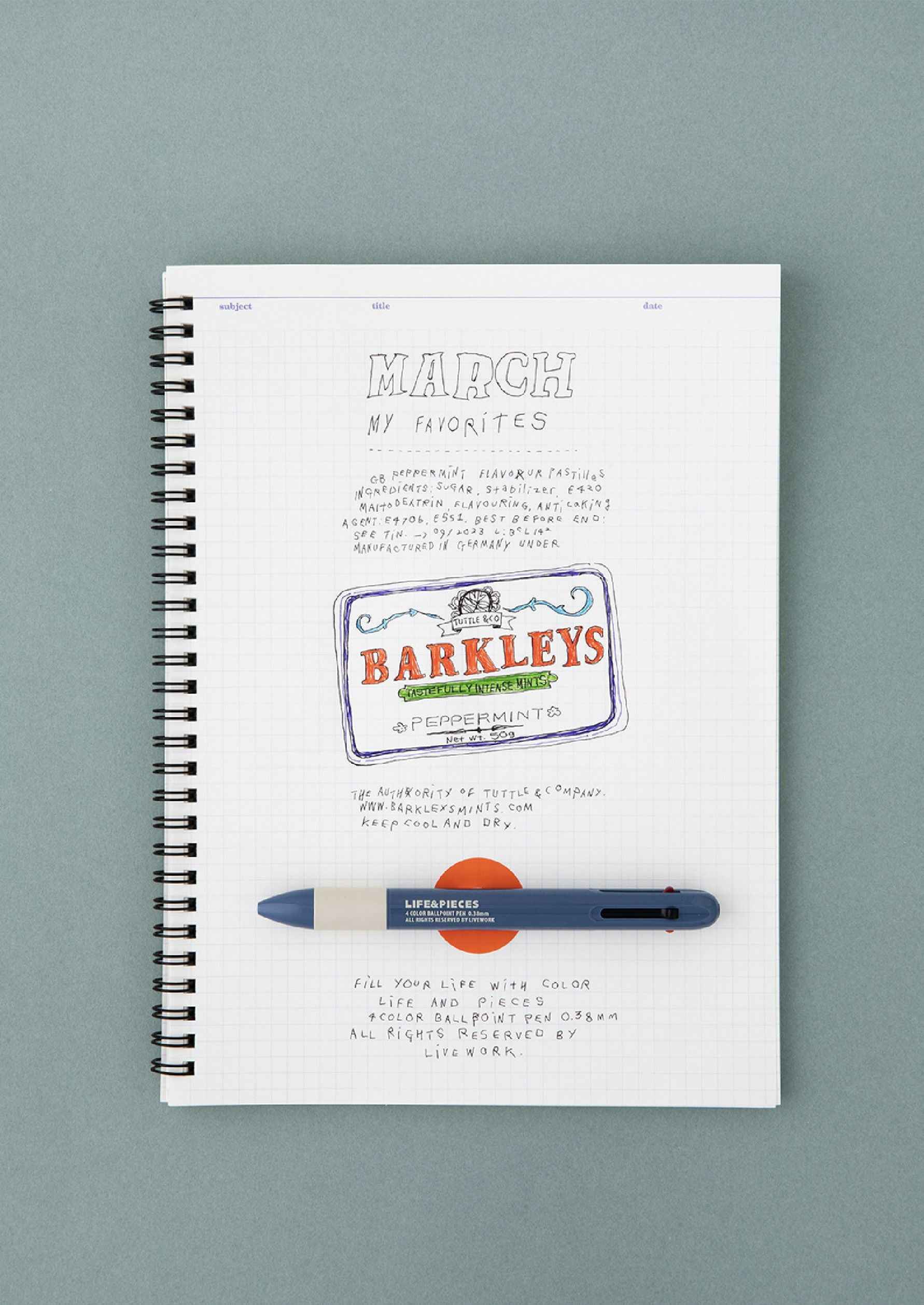 Livework Retro Life&Pieces 4 Color Ball Point Pen 0.38mm