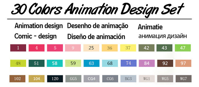 TouchFive Twin Markers 30 Color Animation Design Set
