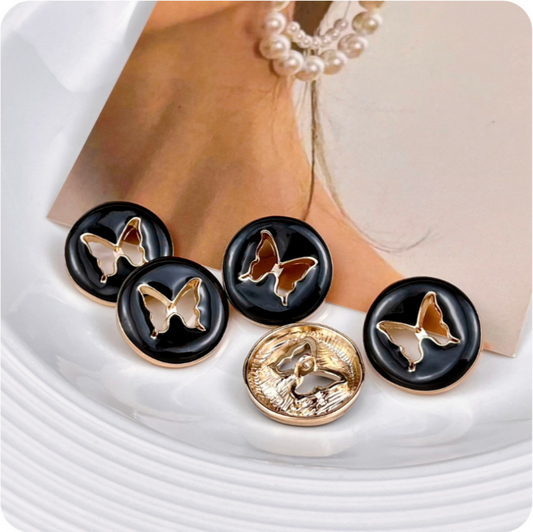 18/23mm Black and White Hollow Butterfly Metal Button 10pcs