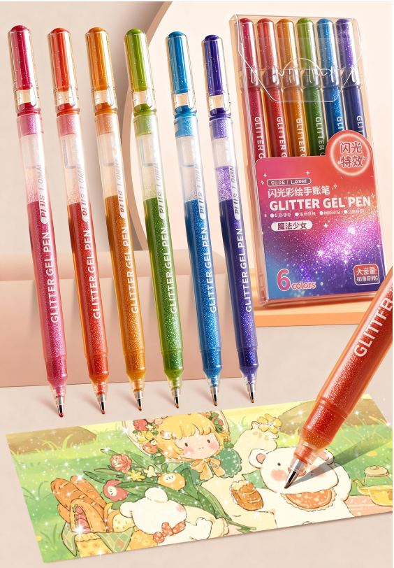 36-Color Glitter Gel Pen Set 1.0mm Metallic Pearl & Neon Highlighter