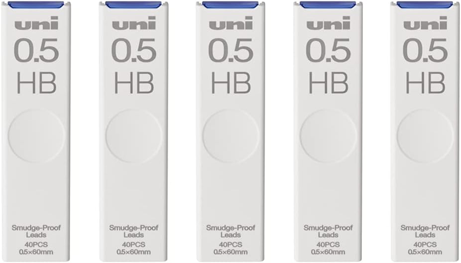 Uni Pencil Smudge-Proof Leads,0.5mm HB,40 Leads x 5 Pack - TTpen