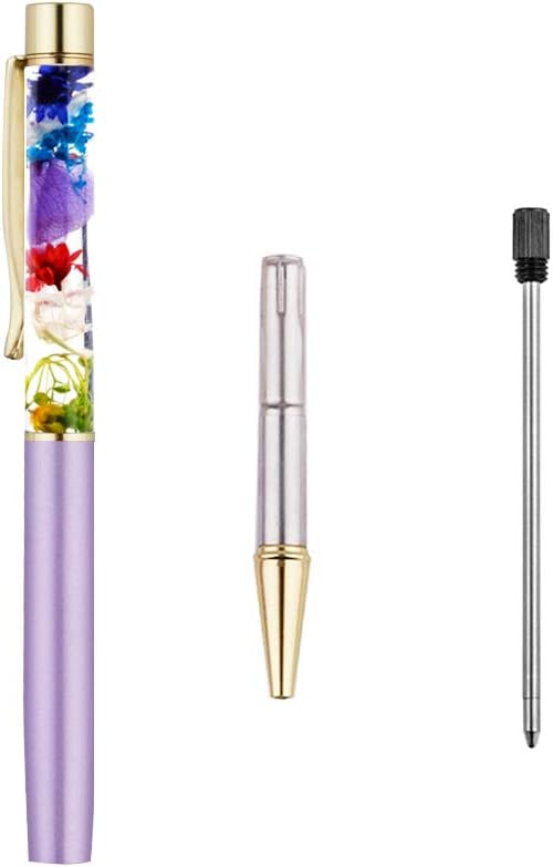 5 Color Metal Ballpoint Pens with Herbarium Floral