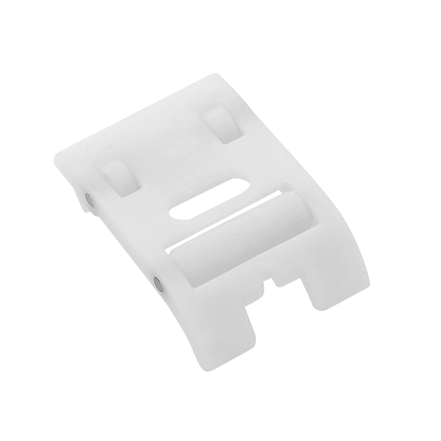 Teflon roller presser foot, white plastic frame with two side holes