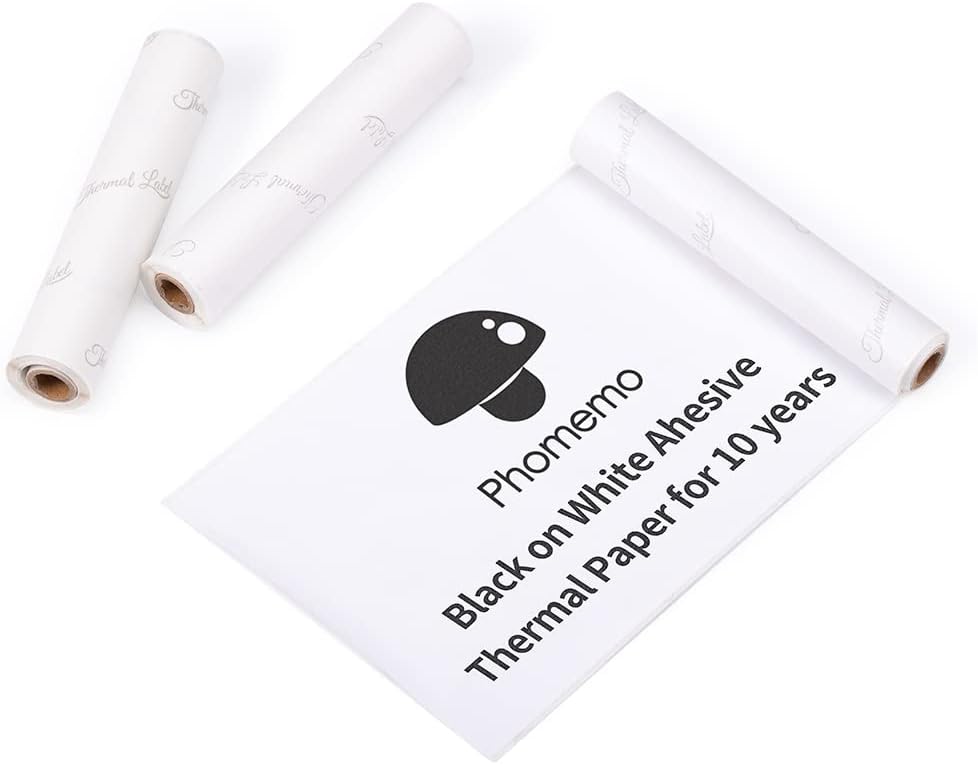 Phomemo White Adhesive Thermal Sticker Paper 107mm for M04S/M04AS Printer