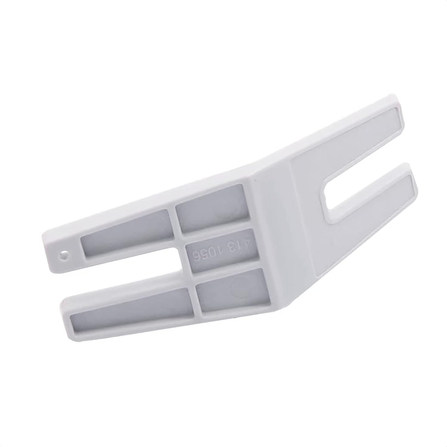 Plastic button-plate insert with rectangular grid openings and side slot