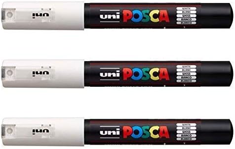 Posca PC-1M Paint Art Marker Pens White Set 3 Pack