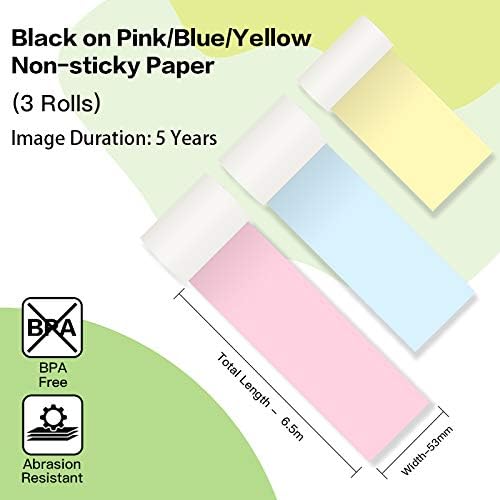 Colorful Thermal Paper 53mm x 6.5m for Phomemo M02/M03 Pocket Printer