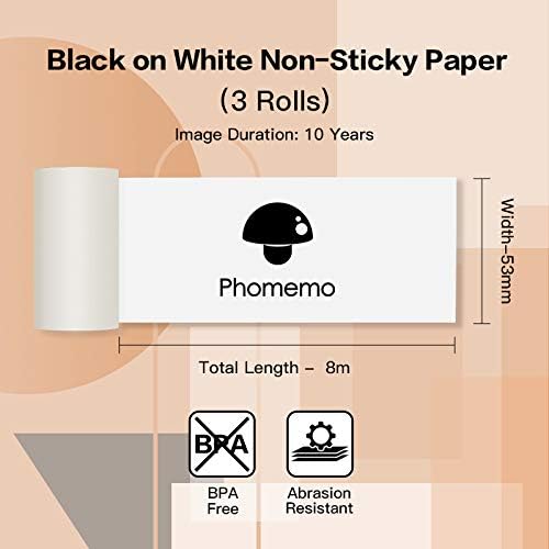 White Thermal Paper 53mm x 6.5m for Phomemo M02/M03 Mini Label Maker