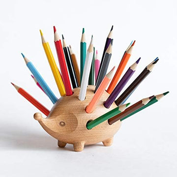 Hedgehog Wooden Pen Cup Pencil Holder