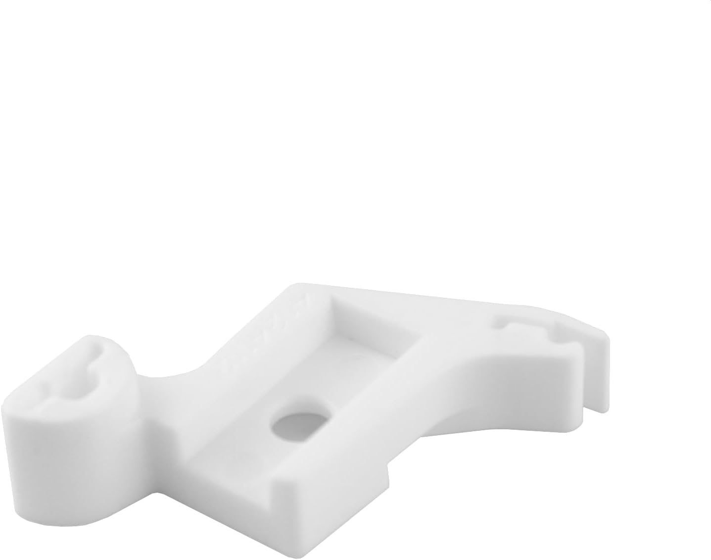 Low shank snap-on adaptor, white plastic bracket with central opening