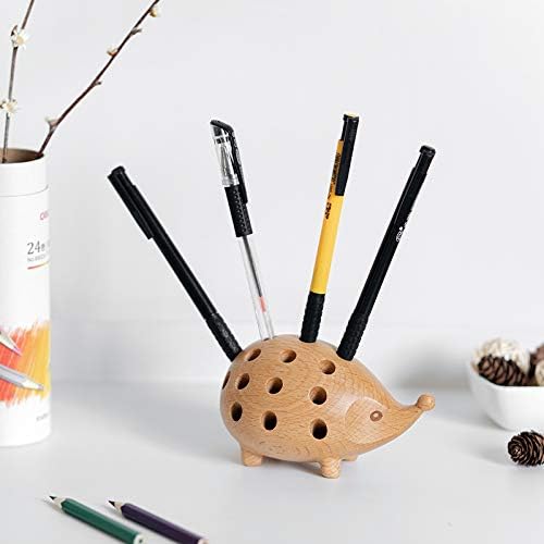 Hedgehog Wooden Pen Cup Pencil Holder