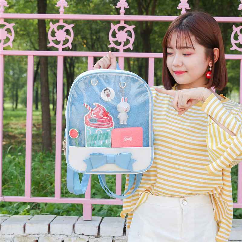 Bowknot Candy Color Ita Bag Pins Display Backpack
