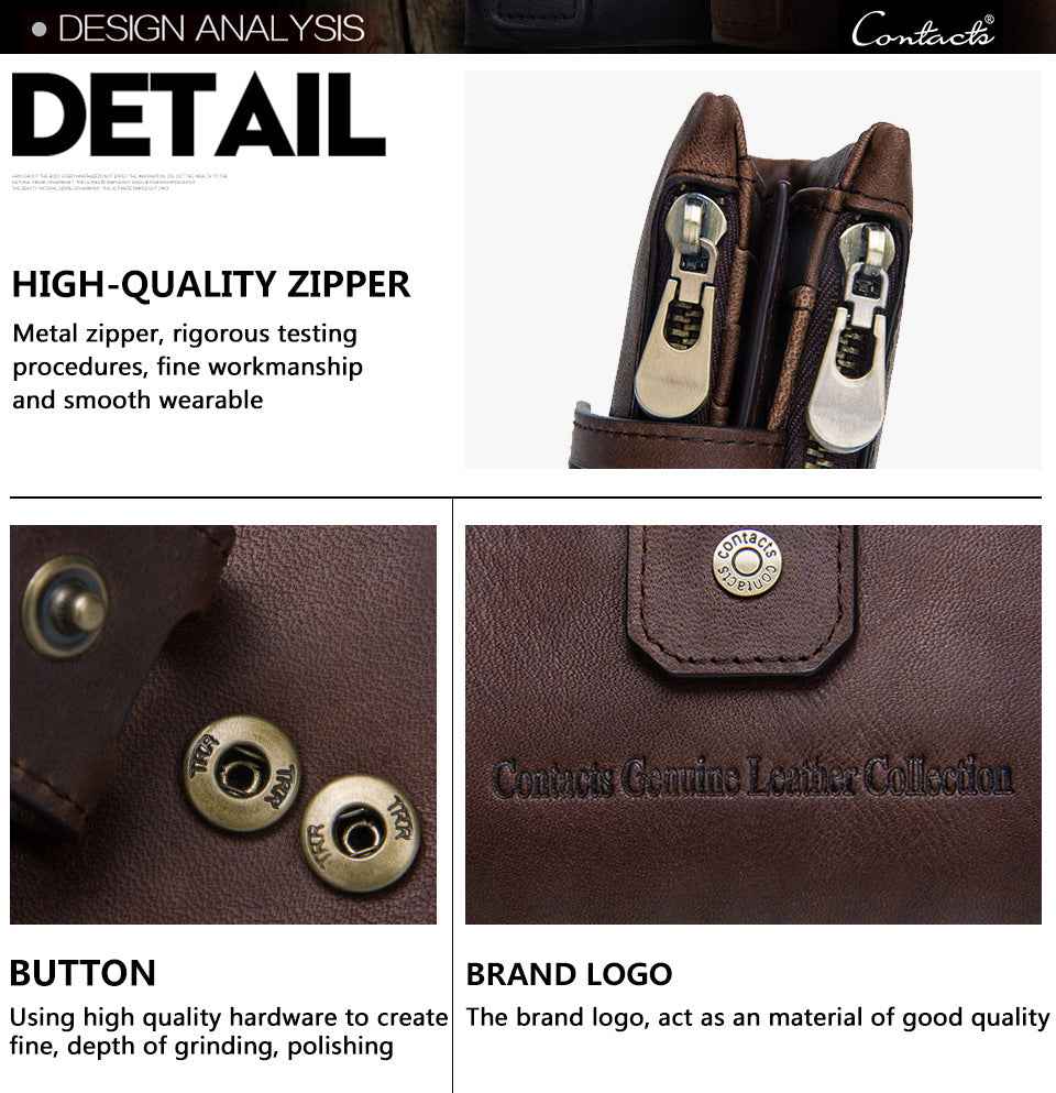 Men Leather Trifold Wallet RFID Blocking