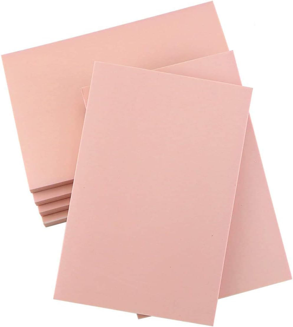 6 Pack Pale Pink Rubber Stamp Carving Blocks Brick 8"x6"