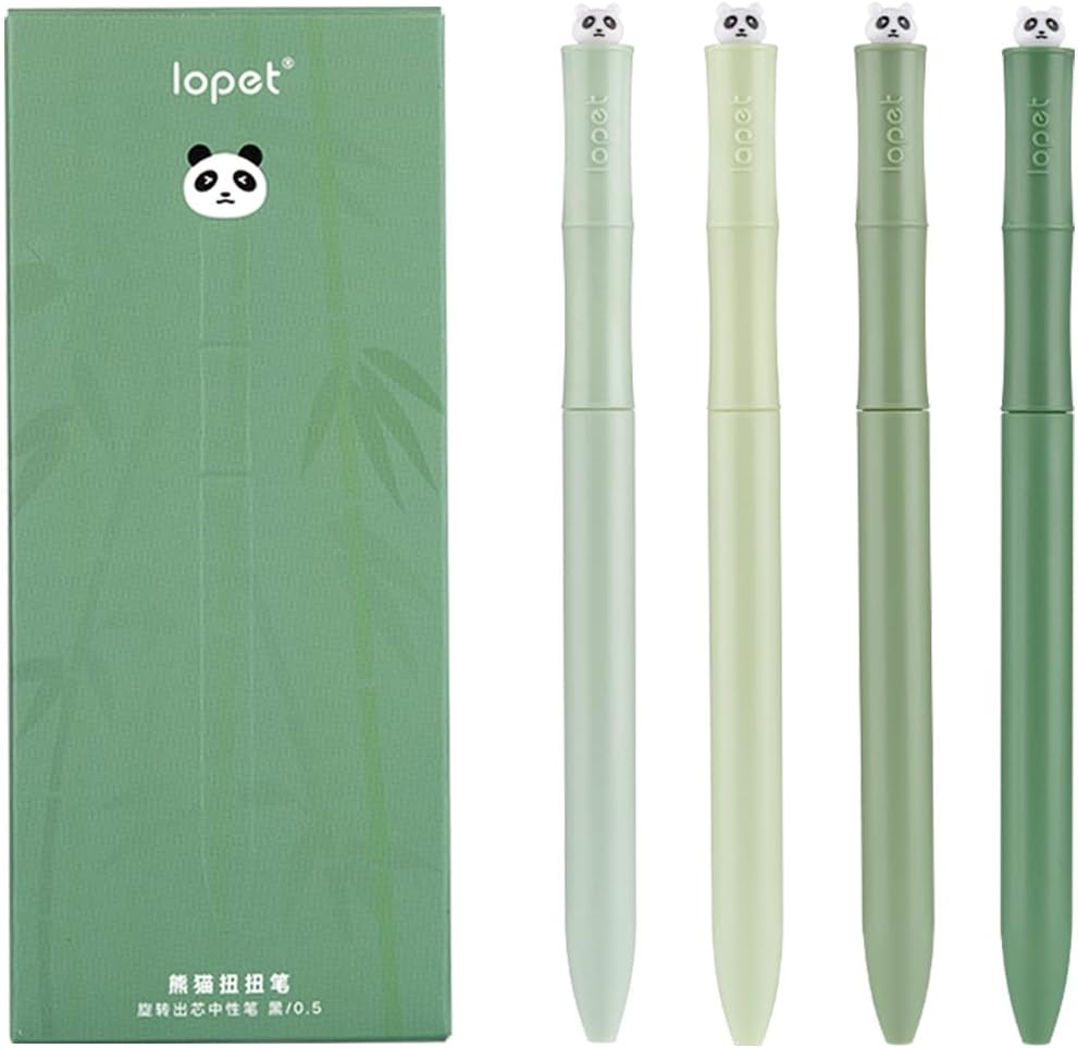 LOPET 4 kom Panda Twist gel olovke 0,5MM crna tinta