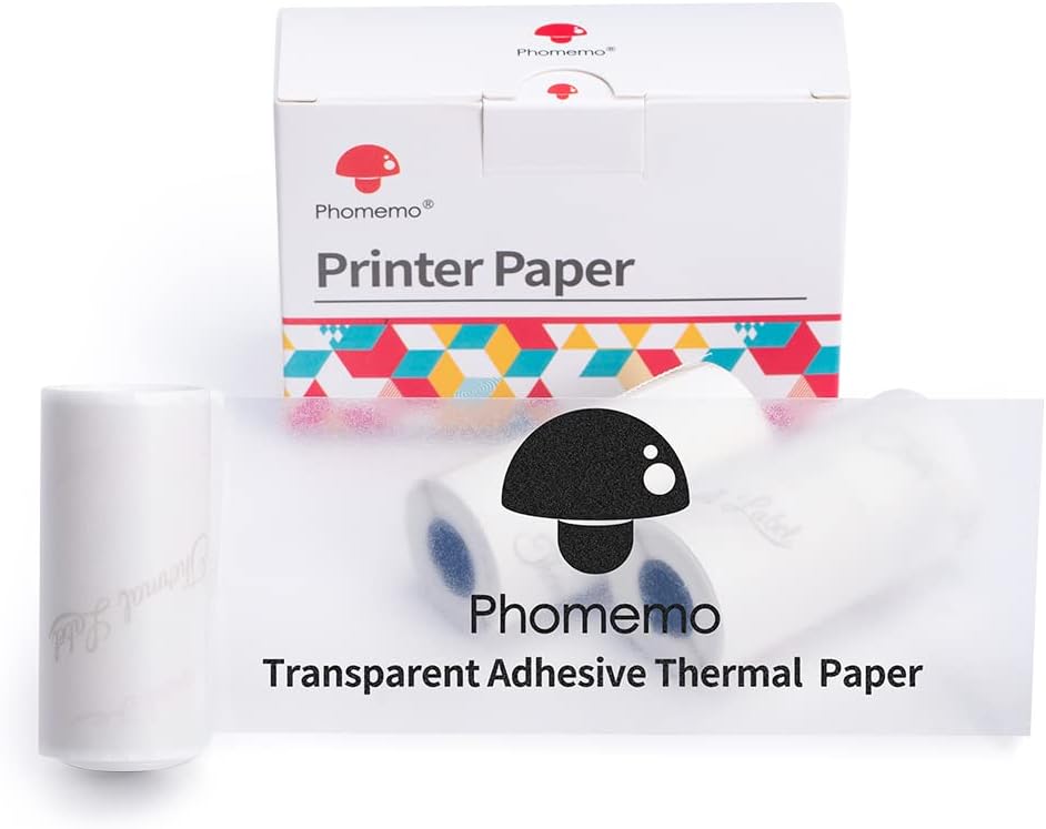 Phomemo Transparent Adhesive Thermal Sticker Paper 50mm for T02 M02 M04S Printer