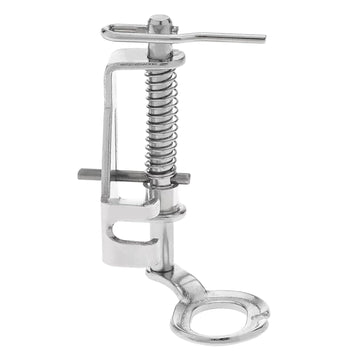 Large metal-free motion quilting darning presser foot, chrome spring clip