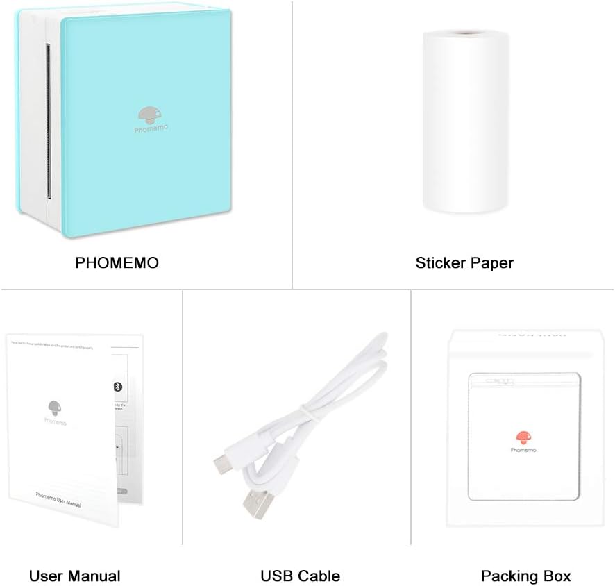 Phomemo M02 Sticker Printer Portable Thermal Label Printer with 1 Roll Paper