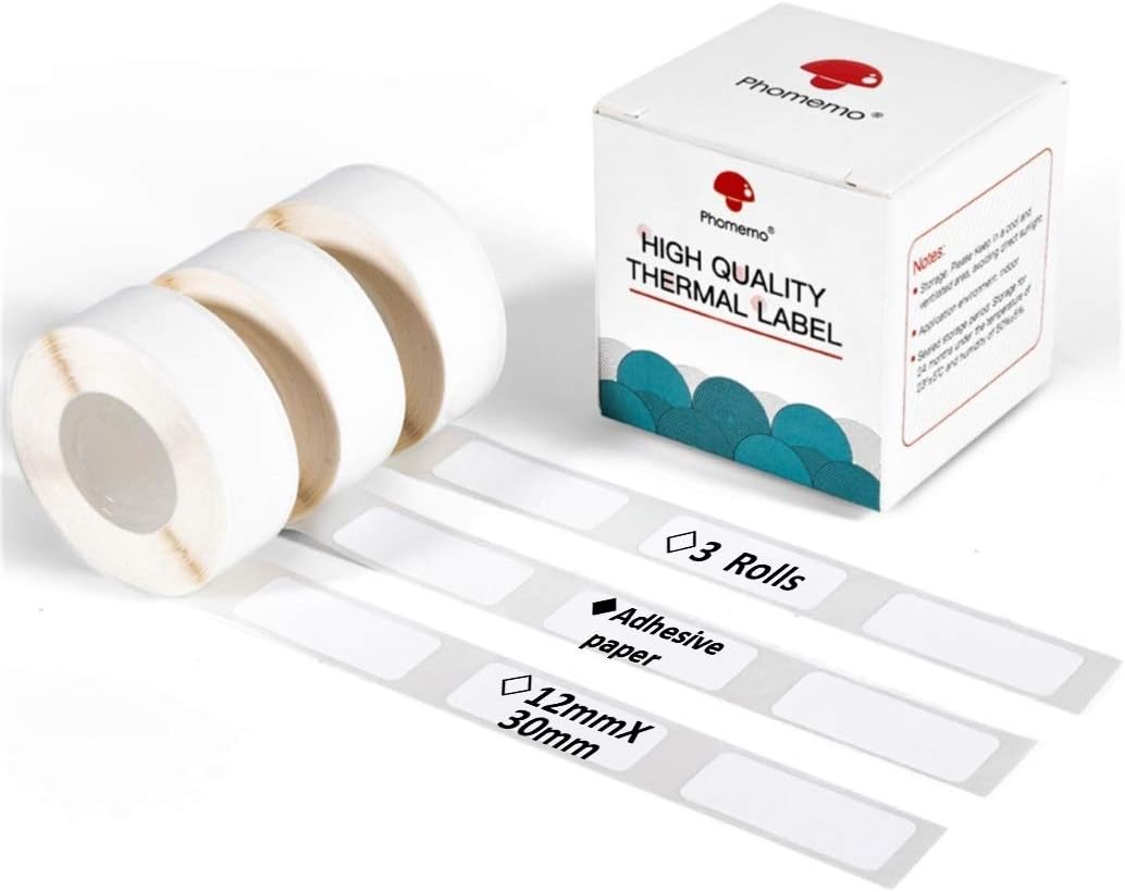 Phomemo D30 Adhesive White Label Paper (12mm X 30mm)