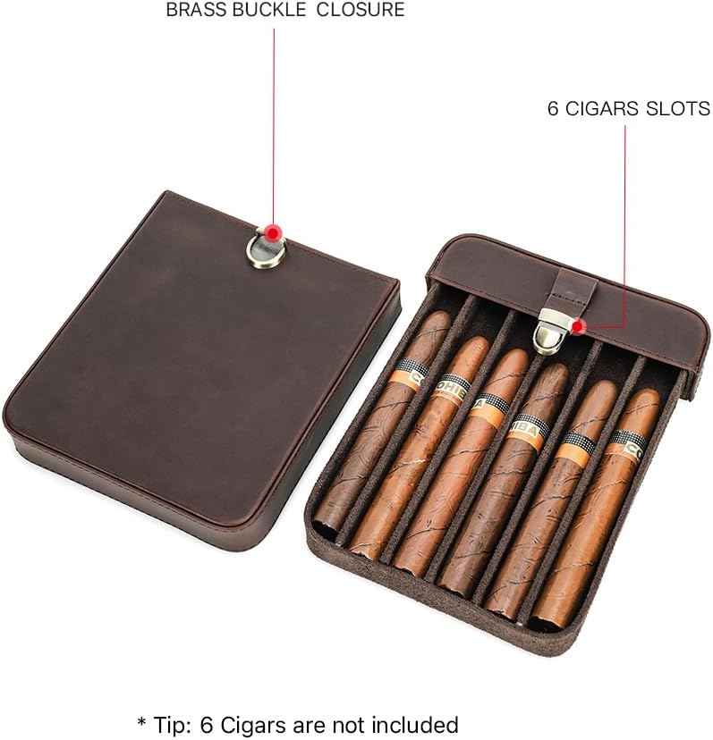 6 Slot Leather Cigar Case Organizer