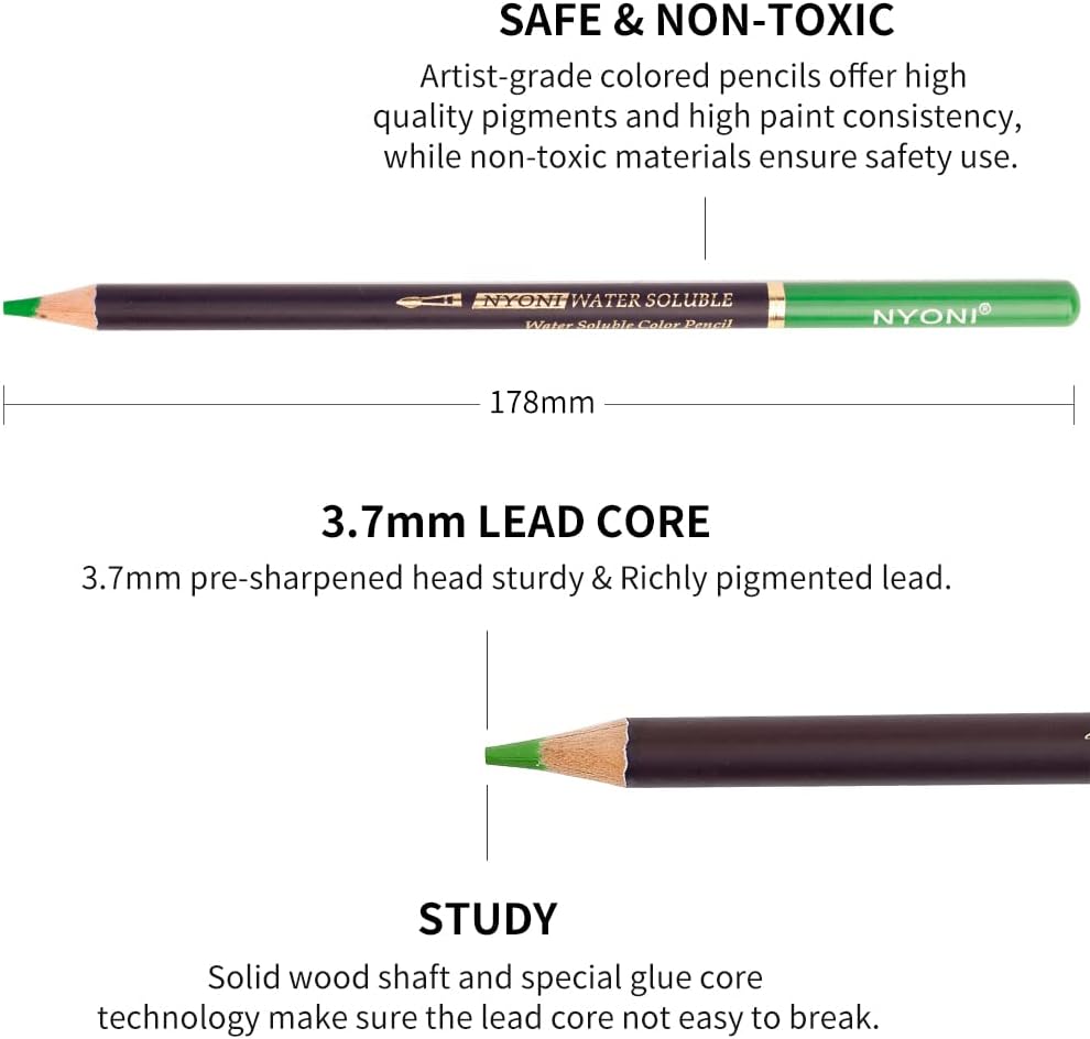 Nyoni 72 Watercolor Pencils Set with Brush