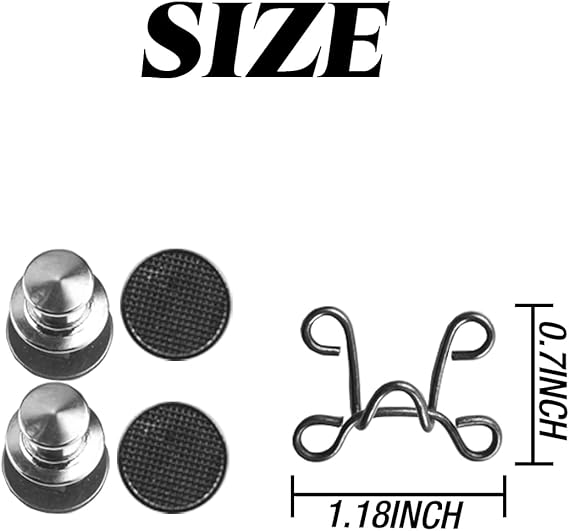 Size 1.18 in adjustable jean waist tightener buttons, silver discs and loop hooks