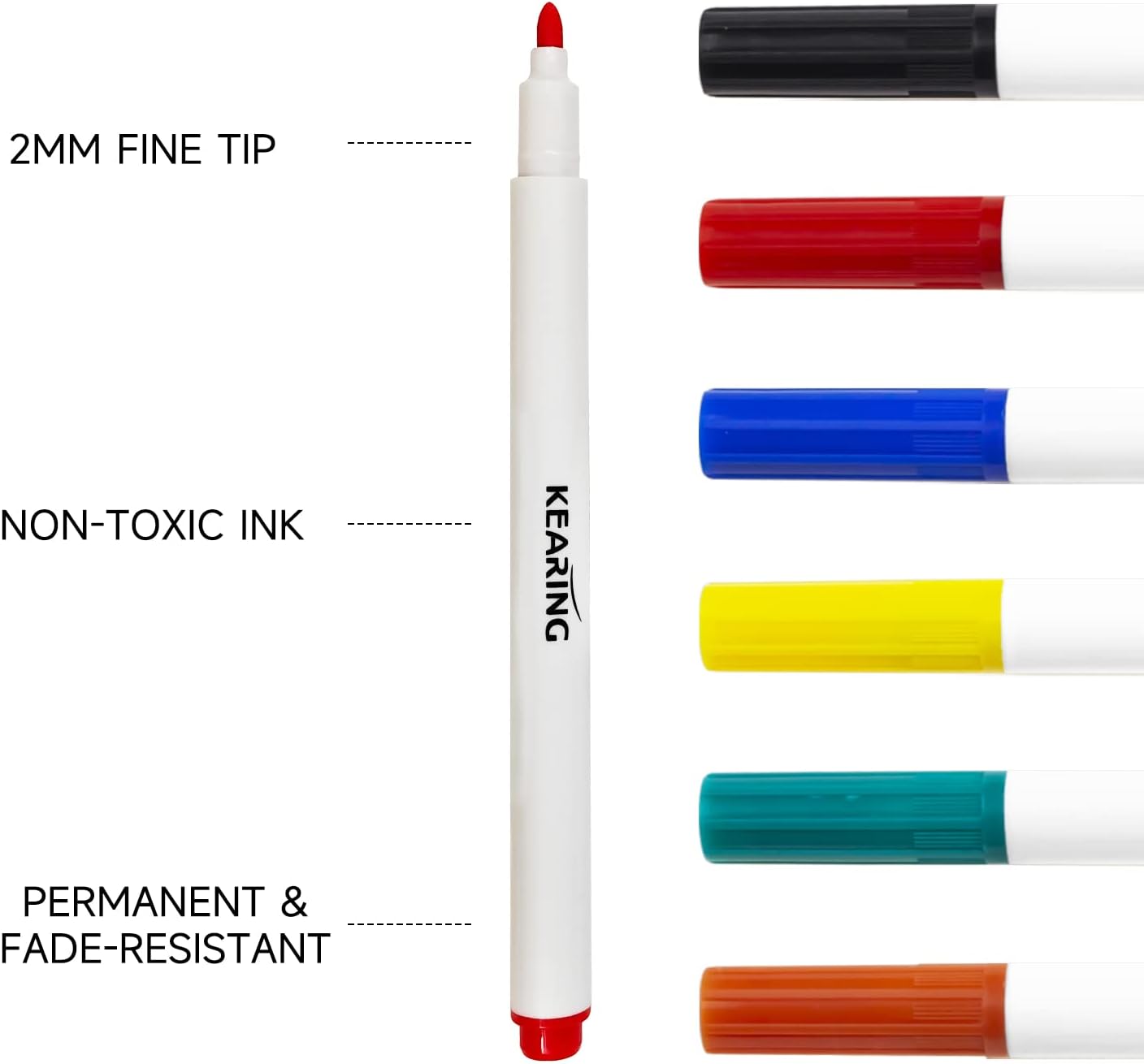 KEARING Iron On Transfer Marker Pens 2MM Sublimation 6 Color