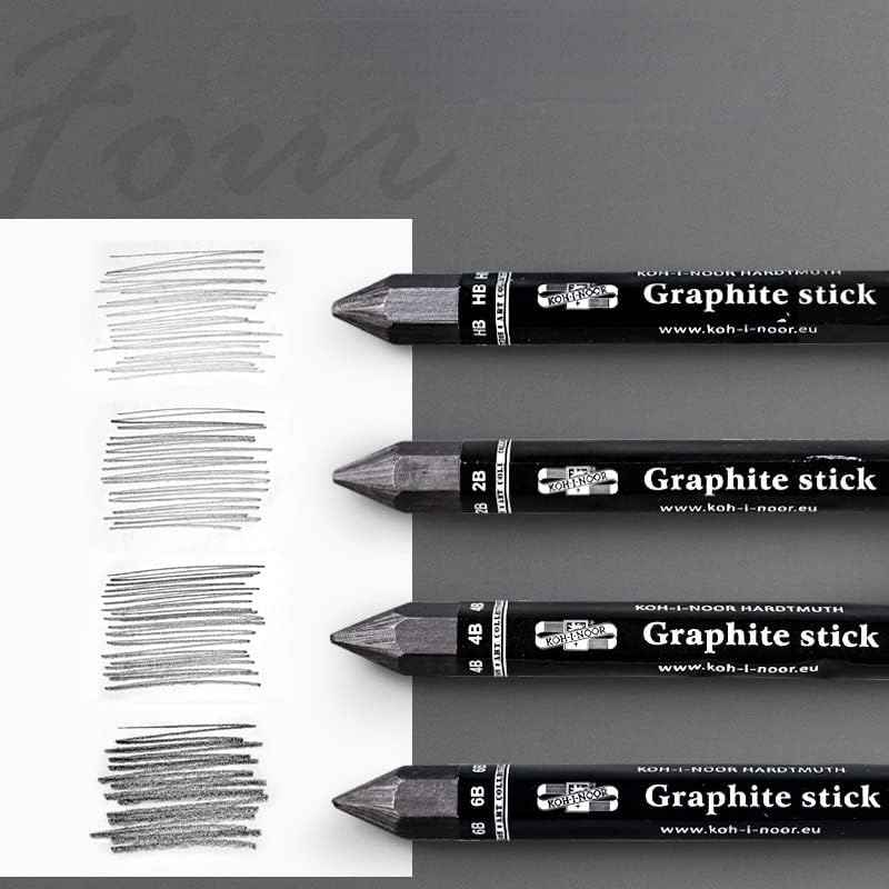4Pcs Graphite Stick Set HB 2B 4B 6B for Artist Sketching Drawing