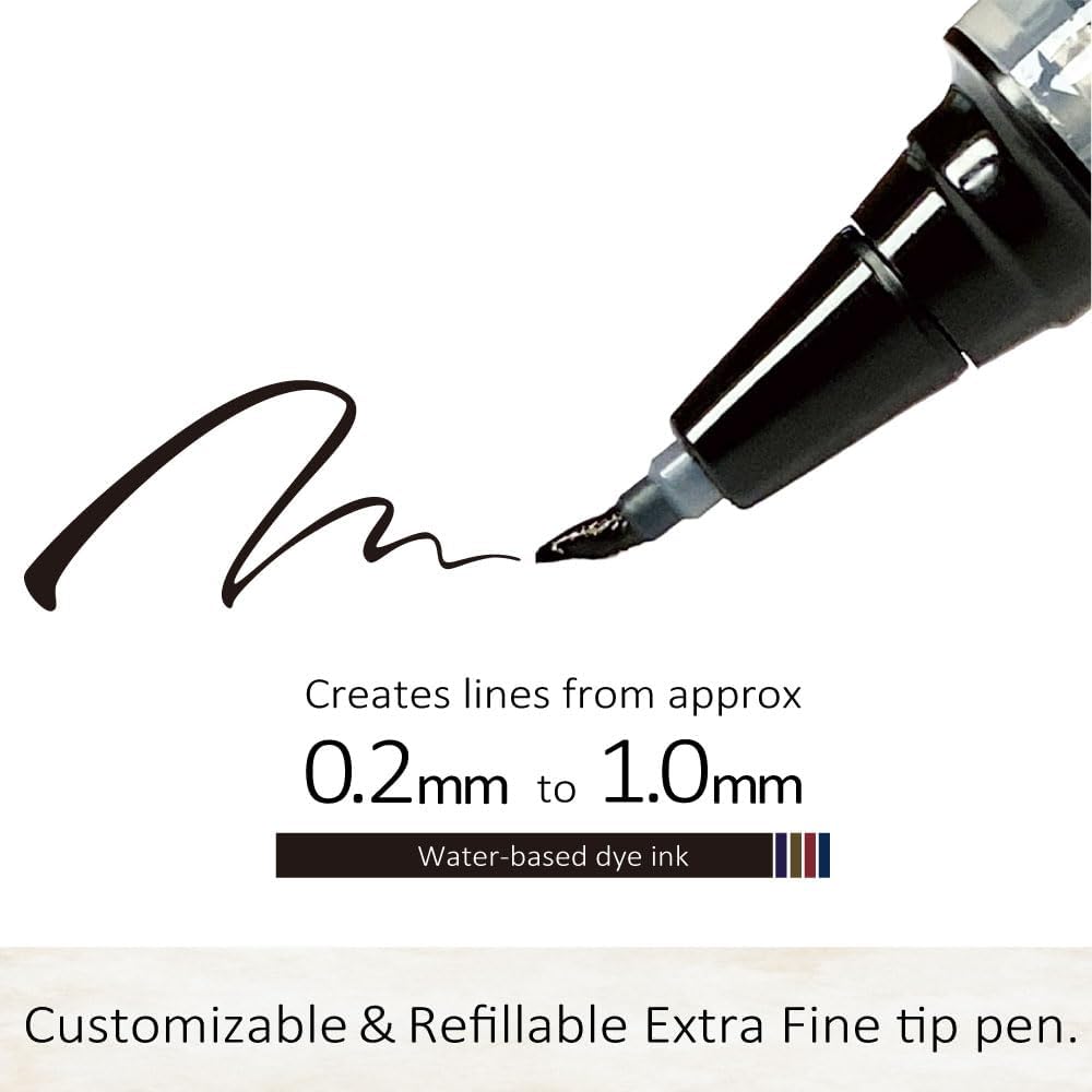 Set Kuretake ZIG Letter Pen COCOIRO, corp cu rezerve de cerneală neagr
