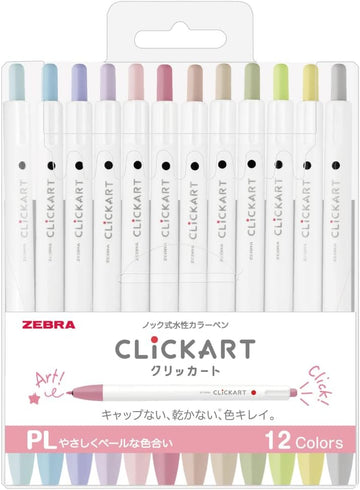 Penna a base d'acqua Zebra Clickart, set da 12 colori PL