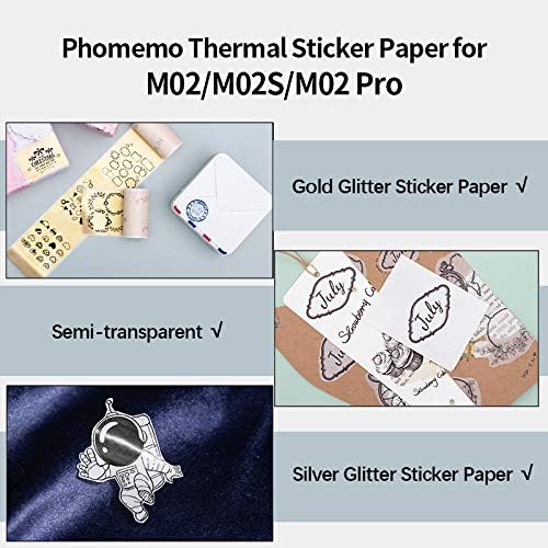 Phomemo M02/M03/M04S Transparent/Silver/Gold Glitter Sticker Paper(50mm X 3.5m)