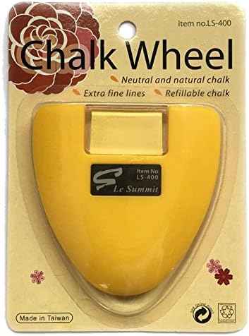 Chalk Wheel fabric marker, yellow refillable chalk in heart-shaped case