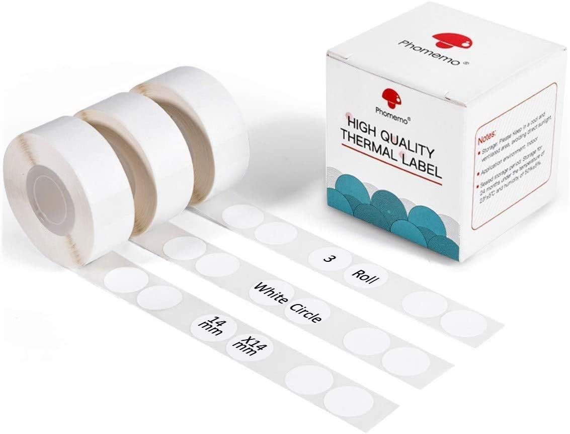 Phomemo D30 Adhesive White Circle Label Paper (14mm X 28mm)