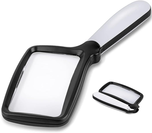 Folding Handheld 3X Rectangle Reading Magnifier with Light