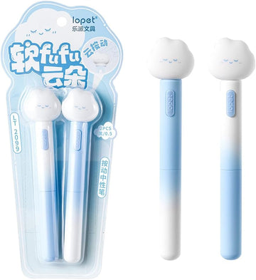 LOPET 4 kom slatkih pahuljastih oblaka uvlačivih gel olovaka 0.5mm crna tinta