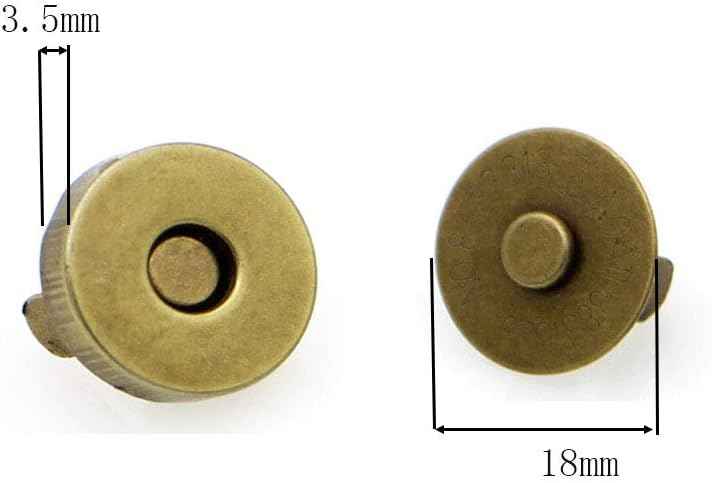 18mm magnetic snap fastener pair, gold-tone round plates with center magnetic eyelets