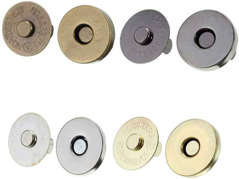 Mixed-color magnetic snap button fasteners, round plates with center ring opening and posts